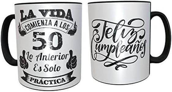 Taza de Desayuno Regalo Original para 50 cumpleaños - Regalos para Hombres 50 años - Regalos 50 cumpleaños Mujer (Español)