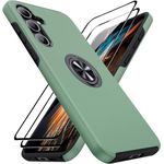 AOUIA for Samsung Galaxy A55 5G Case with 2 Screen Protector, 360°Magnetic Ring Holder Stand Phone Case for Samsung A55, Anti-Scratch Shockproof Protective Cover for Galaxy A55 Phone Case,Light Green