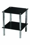 Premier Housewares 2-Tier End Table with Black Glass Shelves and Chrome Frame, 47 x 39 x 39 cm