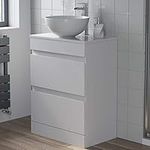 Artis 600mm Bathroom Vanity Unit Countertop Round Basin Floor Standing Gloss White