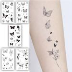 Temporary Tattoo Stickers 5 pcs - Cosmic Design, Black Butterflies & Waterproof, Realistic || (Size- 10.5x6cm), Ideal for Girls & Women