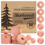 Sharkwoods Cedar Blocks for Clothes Storage 50 Pack, 30 Cedar Rings & 20 Cedar Balls 100% Natural Aromatic Cedar Accessories for Closets & Drawers (50Pack-Rings & Balls)