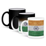 3dRose Mug_155246_3 National Flag of India Painted onto a Brick Wall Indian Magic Transforming Mug, 11 oz, Black/White