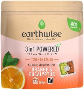 Earthwise Orange & Eucalyptus Laundry Washing Detergent Capsules, 26 Pack, 26 Washloads, Suitable for Front & Top Loader, Tough on Stains, 3in1 Powered Cleaning Action with Naturally Derived Enzymes