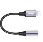 TOPTEK Premium Adapter compatible with iPhone to AUX 3.5mm headphone Jack adapter for Apple iPhone, iPad & iPod 1 pack