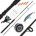 DNA NGT 6ft 2pc Spinning Coarse Sea Predator Fishing Rod & 1BB Reel with Holographic Lure 4x Floats & Split Shot