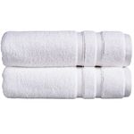 Christy Chroma Bath Towels | Set of 2 | Highly Absorbent Heavyweight 675GSM | Bold and Bright | Soft Velvety Smooth Bathroom Shower Towels | 100% Cotton | Sustainably Made | White