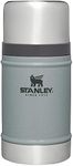 Stanley Vacuum Insulated Large Food Jar, 18/8 Stainless Steel Food Jar for Cold and Hot Food, Soup Thermos with Leak Proof Lid Doubles as Cup, Wide Mouth Food Thermos, Hammertone Silver, 24oz