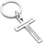 Adornkeys Cross Keychains Christian Holy Bible Keychain Inspirational Bible Verse Keychain Religious Gifts for Women,Men,Teens. Jesus Loved Quoted keychain (Deuteronomy 31:6)