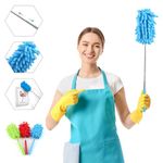 Vicloon 3 Pack Extendable Microfiber Dusters, Washable Dusting Brush with Telescoping Pole up to 75cm, Microfibre Extendable Feather Duster Brush For Home/Office Cleaning Car/Computer/Air Conditioning