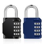 ZHEGE 2 Pack Combination Lock for Locker, 4 Digit Combination Padlock for School, Gym, Employee Locker, Outdoor, Fence (Black & Blue)