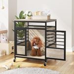 DWVO Dog Crate Furniture, 24 Inch Dog Kennel Indoor Furniture End Table Dog Crate for Dogs, Modern Decorative Dog Crate Wooden Dog Crate Furniture with Wheels, Chew-Resistant, Greige