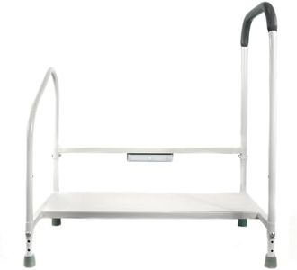 Step2Bed XL - Bedside Step Stool Bed Climbing Aid for Elderly & Handicapped – LED Light Guided Rails – Adjustable Height, Portable Fall Prevention Aid – Stainless Steel – 800 lb Capacity