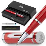 Wordsworth and Black Rollerball Pen - Luxury Pen - Chrome Finish, Red Lacquer, Ink Refill, Refillable Gift for Men & Women, Professional Writing, Nice and Fancy Pens and for Work