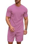 SMOWKLY Men's Pyjama Set || T-Shirt and Shorts Set for Men || Night Wear for Men || Night Suit for Men (1165_MTNS_PNK_XXL) Pink