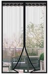 DIKER Magnetic Fly Screen Door, Fly Nets for Doors 75 X 200cm, Door Fly Screen, Screen Mesh Insect Protection Door No Gap, Easy to Install Without Drilling, Keep Bugs Out Lets Fresh Air in, Black