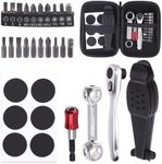 Rustark 21Pcs Bike Repair Tool Kit Bicycle Multi-Function Tool Set with Ratchet Reversible Tool, Bone Wrench, Tire Patches, Tire Levers, Magnetic Bit Extender, Screw Head Bits for Repair Maintenance