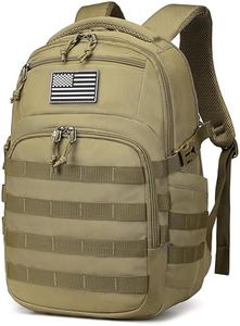 Wotony Military tactical backpack, nylon military MOLLE backpack, 3-day assault bag, used for outdoor hiking, camping and hunting (Khaki)