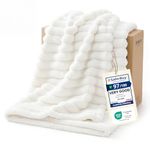 Bedsure Fleece Throw Blanket for Sofa - Fluffy Cosy Warm Blankets for Bed, Soft Cute Single Throw Gifts for Women and Girls, Off White, 130x170 cm