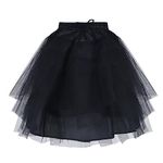 FEESHOW Kids Girls 3 Layers Hoopless Net Petticoat Flower Girl Wedding Crinoline Underskirt Skirt Slips Black One Size