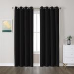 CUCRAF Black Blackout Curtains Eyelet Thermal Insulated Blackout Curtains for Bedroom - 55 x 96 inch, sets of 2, Black