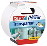 tesa extra Power Transparent Adhesive Tape - Waterproof Duct Tape for Repairing Cracked Glass or Plastics - 10 m x 50 mm - Transparent