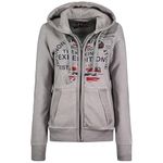 Geographical Norway Gergen Lady - Women's Hoodies Zip Jumpers Pockets - Sweatshirt Sweater Long Sleeve Warm Top Jacket - Women's Clothes Spring Summer Autumn Winter Season (Light Grey L)