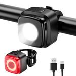 OnMeto Bike Light Set, IPX5 Waterproof Front Bicycle lamp Rear Light Bicycle Light Set, USB Type-C Rechargeable Bicycle Light Set for Bicycles