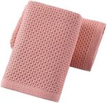 YiLUOMO Pink Waffle Hand Towel Set of 2 Lightweight Highly Absorbent Quick Dry 100% Cotton Hand Towels for Bathroom, Hotels, Travel, Spa and Gym 13" X 29"