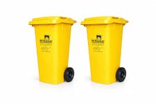 Nilkamal Plastic 120 Ltr Wheel Garbage Manual-Lift Dustbin (Pack of 2 Yellow & Yellow)