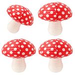 4Pcs Mushroom Shaped Paper Lanterns Hanging Mushroom Decoration Birthday Party Decor Cute Decoration for Jungle Wonderland Theme Party Garden Wedding Kids Room (Mushroom/Red)