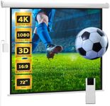 Pyle 72" Portable Motorized Matte White Projector Screen - Automatic Projection Display with Wall/Ceiling Mount, Remote and Case - for Home Movie Theater, Slide/Video Showing - PRJELMT76