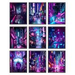 BigWig Prints Neon Wall Art - Cyberpunk Poster, Japanese Posters, Neon Posters, Cyberpunk Decor, Vaporwave Decor, Synthwave Decor, Lofi Decor, Tokyo Poster, Cyberpunk Art - Unframed Set of 9 (8x10”)