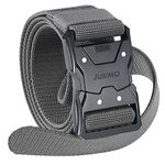 JUKMO Quick Release Tactical Belt, Military Work 1.5" Nylon Web Hiking Belt with Heavy Duty Seatbelt Buckle (Small-for Waist 30"-36" (Length 45"), Grey)