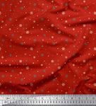 Soimoi Red Velvet Fabric Dot & Snowflake Artistic Fabric Prints by Meter 58 Inch Wide