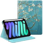 FINTIE Case for iPad Mini A17 Pro (2024) 8.3 Inch, iPad Mini 7th / Mini 6th Generation (2024/2021), Multi-Angle Viewing Folio Smart Stand Cover with Pencil Holder & Pocket, Blossom