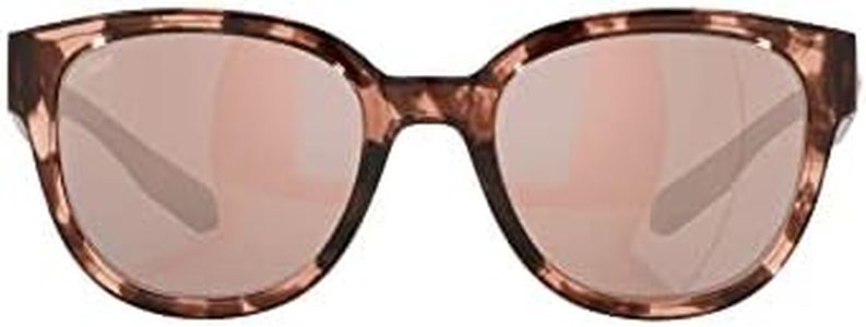 Costa Del Mar Women's Salina Rectangular Sunglasses, Coral Tortoise/Polarized Copper Silver Mirrored 580p, 53 mm