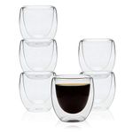 ComSaf Espresso Glass Cups 2.7 OZ - Set of 6, Double Wall Thermo Insulated Shot Glass Mugs, Clear