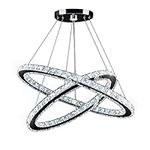 diisunbihuo Modern LED Chandeliers Rings Crystal Pendant Light Height Adjustable Ceiling Light for Bedroom Dinning Room (2r Cool White)