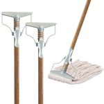 ILOT Commercial Mop Handle | 2 Pack Industrial Mop Spring | Quick Change Steelhead with Wooden Handle | Wet Mops for Floor Cleaning Heavy Duty | 59" Inch…