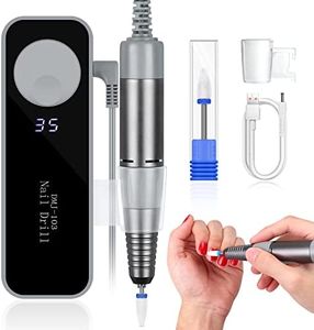 SAVILAND Portable Electric Nail Drill,(2024 Upgraded 35000RPM Coreless Motor) USB Nail File Machine for Acrylic Nails, Professional Nail Drill with Bit,Pedicure Manicure Polishing Tools,Grey