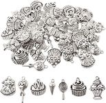 Honbay 70PCS Alloy Cake Charms Pendant Lollipop Ice Cream Cupcake Food Dangle Charms for Earrings Bracelet Necklace Jewelry Making (7 Style)