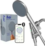 hai Smart Shower Head, Bluetooth Handheld Water Saving Showerhead with Adjustable High Pressure to Spa-Like Mist, Stainless Steel, Easy Installation, Customizable LED Lights, Charcoal, 1.8 GPM