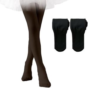 EPEIUS Fleece Lined Tights for Girls Winter Tights Toddler Ballet Tights Thick Warm Leggings 3-10 Years, Black 2-pack, 11-14 Years