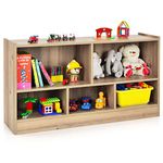 GYMAX Kids Storage Shelf Unit, 5-Cubby Wooden Children Bookcase, Toy Storage Organizer for Playroom Bedroom (Natural)