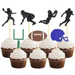 35 Pieces Football Cupcake Toppers Glitter Picks for Super Bowl Party Decorations, Sports Game, Football Themed Party Supplies