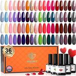 Modelones Gel Nail Polish Set 36 Colors Pink Red Gel Polish Set Soak Off Glitter Nail Gel Nail Art Starter Kit Nail Salon Kit Manicure Set Home DIY for Women