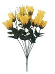 12 Heads Silk Artificial Fake Flowers Rose Bud Bunch Bouquet Home Wedding Decor size 47cm Tall (Yellow)