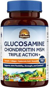 VITALITOWN Glucosamine Chondroitin MSM | Collagen, Boswellia, Turmeric, Hyaluronic Acid, Bromelain | Triple Action+ Joint Formula | 12 Joint-Loving Ingredients | 90 Tablets, No Shellfish