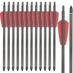 WANVZMR Carbon Crossbow bolts 7.5 15 inch Archery Crossbow Arrows with 2" Vanes Replaced Arrowhead Tip (Pack of 12) (red, 15inch)